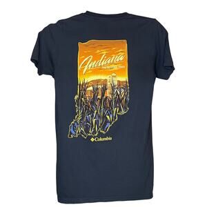 Columbia Indiana Hoosier State Graphic Tee Men’s Sz M Navy Outdoor Hiking Shirt